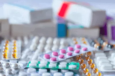 Packets of medicine tablets and pills